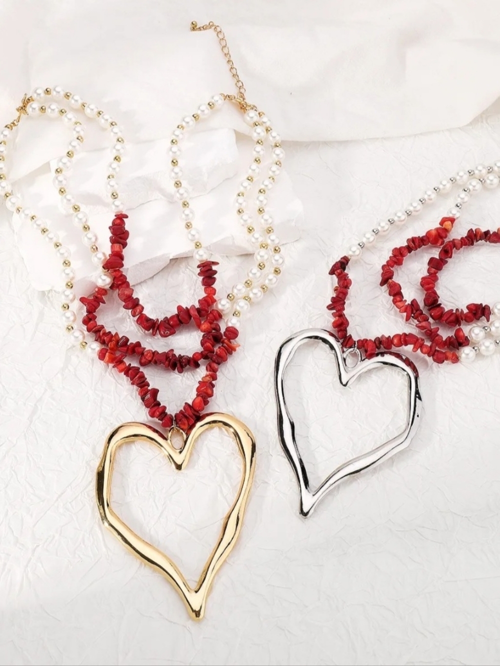 Heart Pendant Necklace with Your Choice Gold or Silver Heart Blue, Red, Or Other - Picture 14 of 17